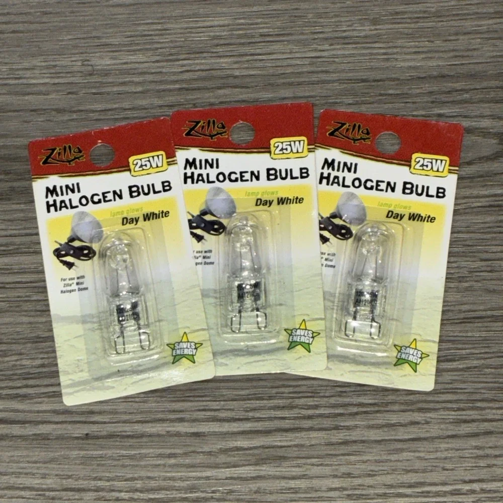 (3 Pack) Zilla Mini Halogen Bulb, Day White, 25 Watt
